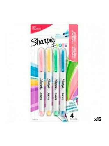 Комплект Химикали с Филц Sharpie S-Note Многоцветен 4 Части 1-3 mm (12 броя)