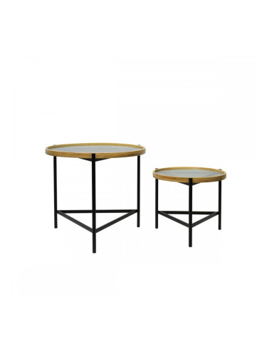 Комплект от 2 маси DKD Home Decor Черен 64 x 64 x 55 cm Кристал Метал