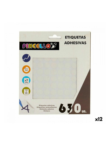 Стикери Бял Ø 13 mm (12 броя)