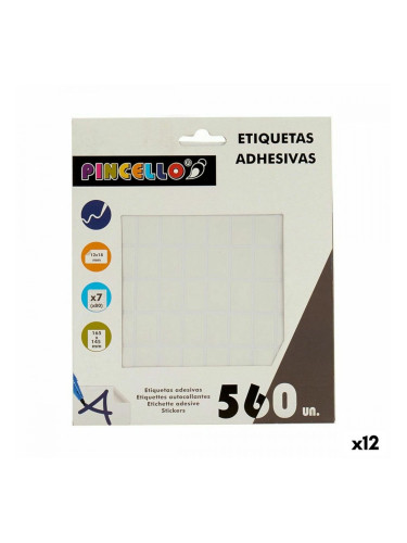 Стикери Бял 12 x 18 mm Квадратен (12 броя)