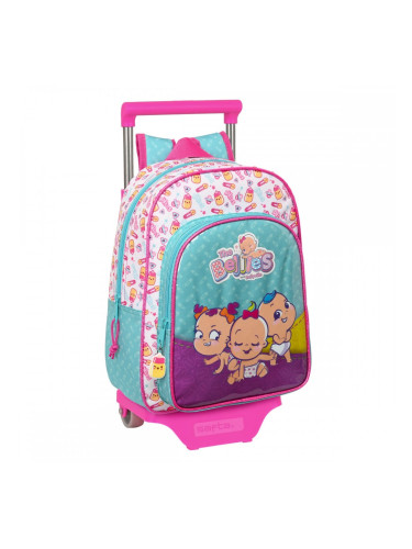 Училищна чанта с колелца The Bellies 26 x 34 x 11 cm Лилав цвят тюркоаз Бял