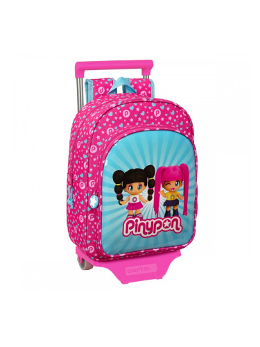 Училищна чанта с колелца Pinypon Син Розов 26 x 34 x 11 cm