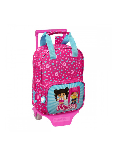 Училищна чанта с колелца Pinypon Син Розов 20 x 28 x 8 cm