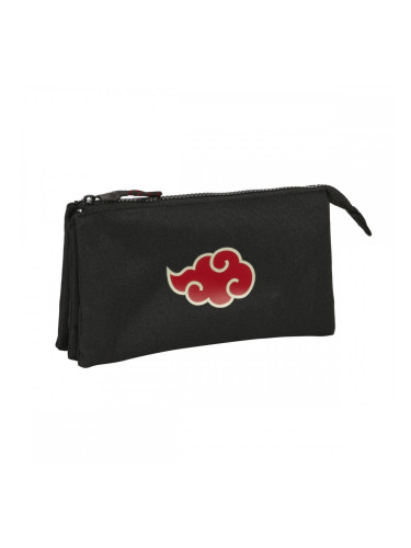 Троен Моливник Naruto Черен 22 x 12 x 3 cm