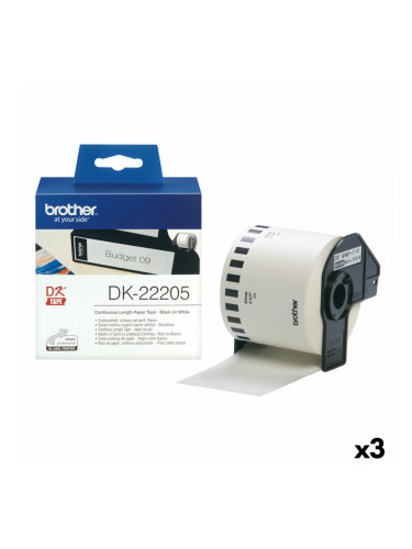 Топ хартия Brother DK-22205 Черен/Бял (3 броя)