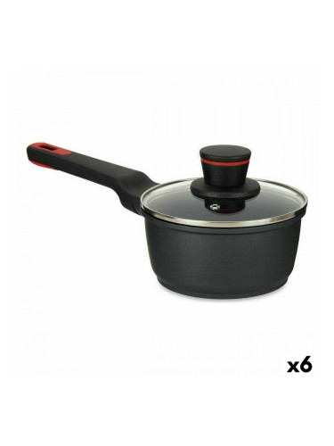 Тиган за Сос с Капак Ø 16 cm Черен Алуминий (6 броя)