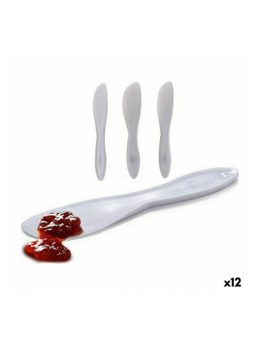 Комплект Ножове 18 x 3,5 x 1 cm Бял Пластмаса (12 броя)