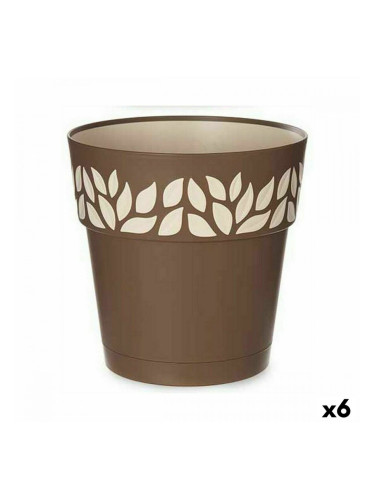 Саксия за самостоятелно поливане Stefanplast Cloe Кафяв Пластмаса 25 x 25 x 25 cm (6 броя)
