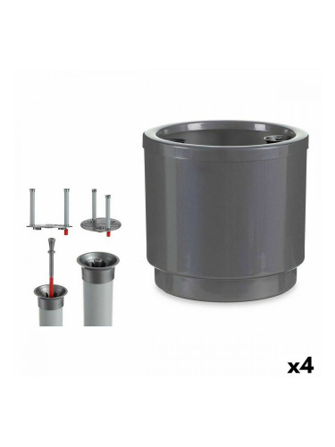 Саксия за самостоятелно поливане Сребрист полипропилен 26 x 25 x 26 cm (4 броя)