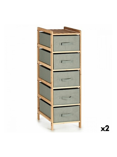 Скрин Сив Дървен Текстил 34 x 103 x 36 cm (2 броя)