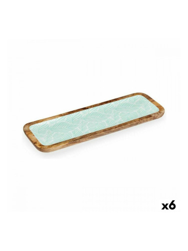 Украса за център на маса 45 x 15 cm Лист на растение Бял Кафяв Зелен Смола Дърво манго (6 броя)