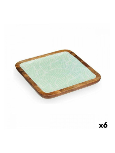 Украса за център на маса 25 x 25 cm Лист на растение Бял Кафяв Зелен Смола Дърво манго (6 броя)