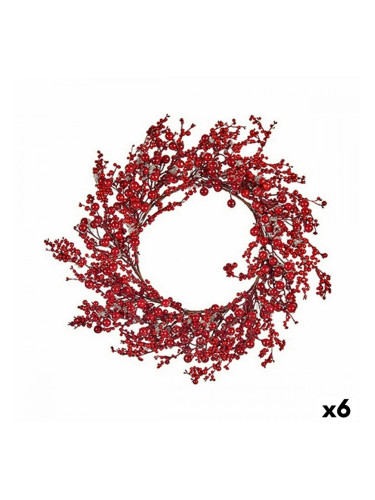 Коледен венец Червен Пластмаса 48 x 10 x 48 cm (6 броя)