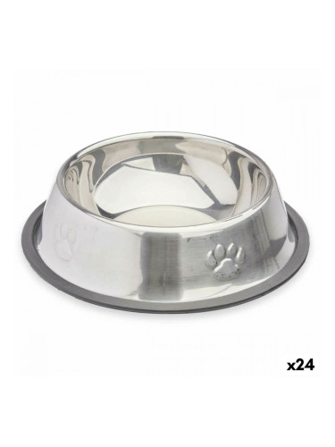 Хранилка за кучета Сребрист Сив Гума Метал 35 x 0,03 x 25 cm (24 броя)