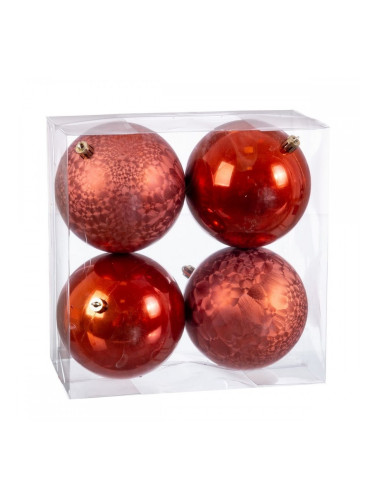 Коледни топки Мед Пластмаса 10 x 10 x 10 cm (4 броя)