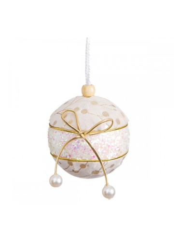 Коледни топки Бял Златен Polyfoam Състав Ласо 6 x 6 x 6 cm (6 броя)