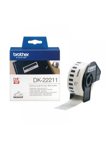 Непрекъсната филмова касета Brother DK22211 29 mm Черен Черен/Бял Бял