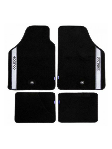 Комплект Постелки за Кола Sparco Черен/Сребрист Сив Сребрист Килим (4 pcs)