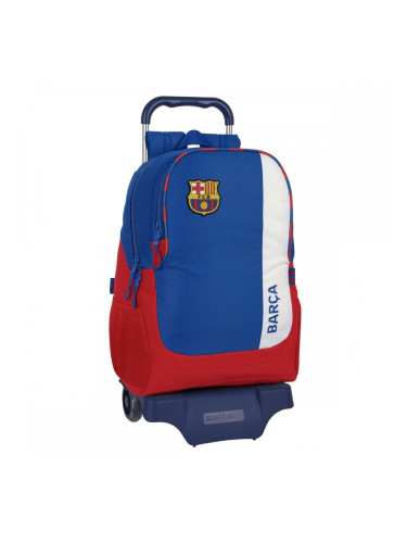 Училищна чанта с колелца F.C. Barcelona Син Кестен 32 x 44 x 16 cm