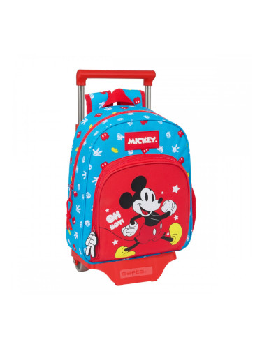 Училищна чанта с колелца Mickey Mouse Clubhouse Fantastic Син Червен 28 x 34 x 10 cm