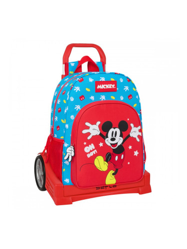 Училищна чанта с колелца Mickey Mouse Clubhouse Fantastic Син Червен 33 x 42 x 14 cm
