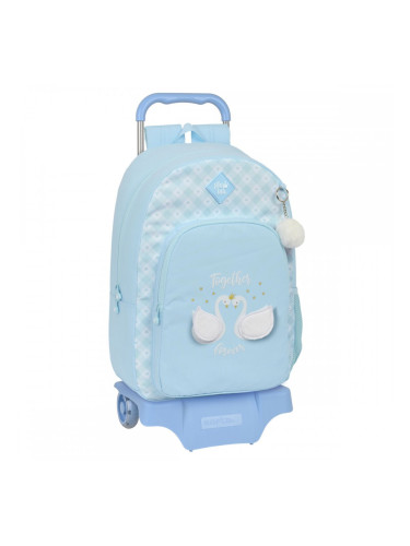 Училищна чанта с колелца Glow Lab Cisnes Син 30 x 46 x 14 cm