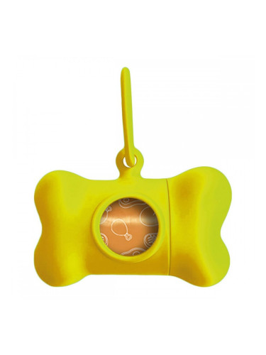 Диспенсър за Торбички за Домашен Любимец United Pets Bon Ton Neon Куче Жълт (8 x 4,2 x 5 cm)
