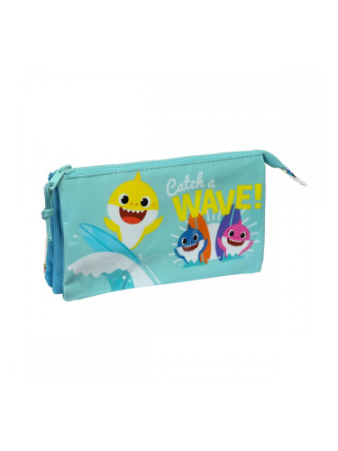 Двоен Моливник Baby Shark Surfing Син Бял 22 x 12 x 3 cm