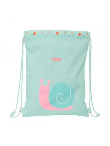 Раница с връвка Safta Caracol цвят тюркоаз 26 x 34 x 1 cm
