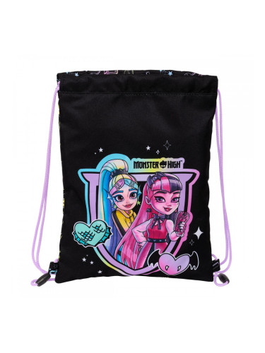 Раница с връвка Monster High Черен 26 x 34 x 1 cm