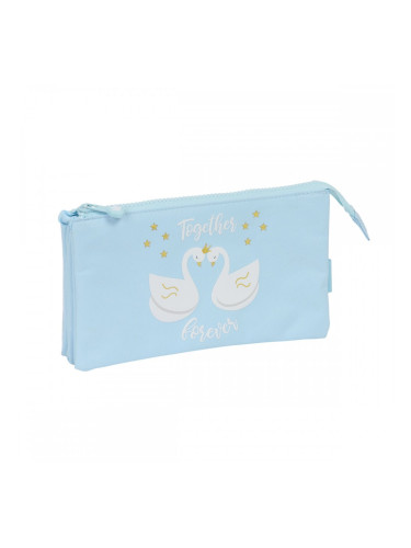 Троен Моливник Glow Lab Cisnes Светло син 22 x 12 x 3 cm