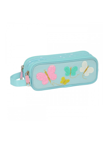 Двоен Моливник Moos Butterflies Светло син 21 x 8 x 6 cm