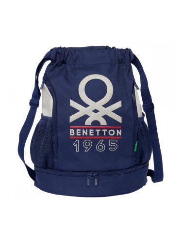 Детска Rаница Чувал Benetton Varsity Сив Морско син 35 x 40 x 1 cm