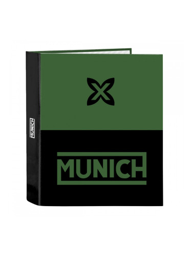 Папка с пръстени Munich Caviar Зелен Черен A4 27 x 33 x 6 cm