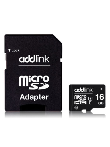 Памет Micro SD 16GB Addlink CLASS10+адап