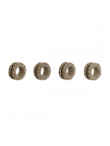 Пръстен за салфетки DKD Home Decor Естествен Юта Дърво манго 6 x 3 x 6 cm 4 Части