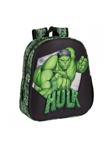 3D Детска раница Hulk Черен Зелен 27 x 33 x 10 cm