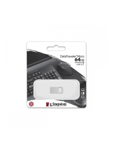 USB стик Kingston DTMC3G2/64GB Ключодържател Сребрист Черен 64 GB