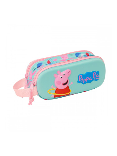 Двоен Моливник Peppa Pig Зелен Розов 21 x 8 x 6 cm 3D