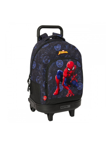 Училищна чанта с колелца Spider-Man Attack Черен 33 x 45 x 22 cm