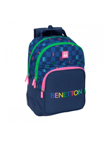 Училищна чанта Benetton Damero Морско син 32 x 42 x 15 cm