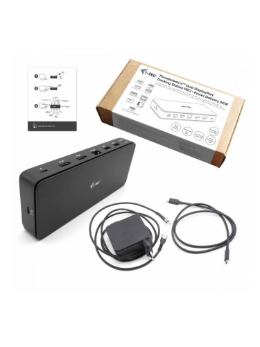 USB извод i-Tec TB4DUALDPDOCKPDPRO Черен