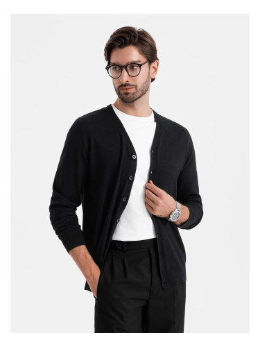 Ombre Monochrome knitted men's viscose cardigan - black