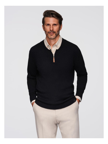 Ombre Men's sweater with viscose and spread neckline - black