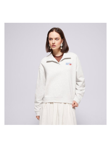 New Balance Суитчър French Terry Тениска Тип Поло дамски Дрехи Суичъри WT51513AHH Сив
