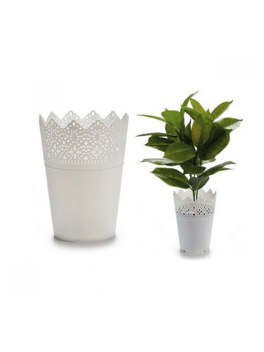 Саксия Бял Пластмаса (14,3 x 18,2 x 14,3 cm)