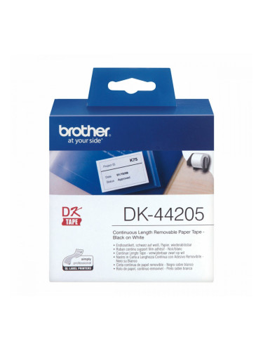 Етикети за принтер Brother DK-44205 62 mm x 15,24 m Бял Черен/Бял (2 броя)