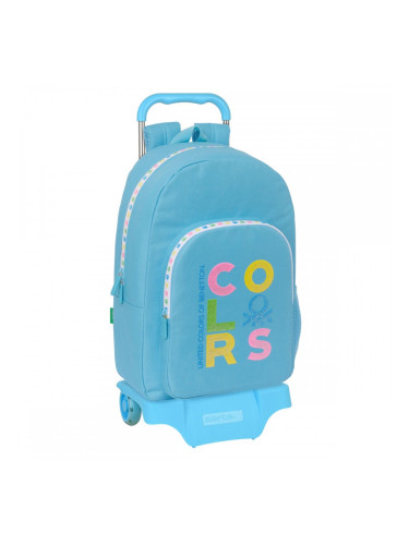 Училищна чанта с колелца Benetton Spring Небесно синьо 30 x 46 x 14 cm