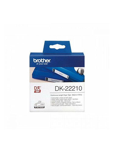 Ролка хартия за принтери Brother DK22210 29 x 30,48 mm Бял Черен 80 g/m² (1 броя)