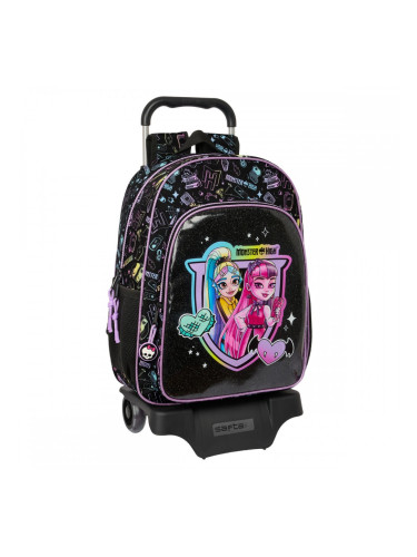 Училищна чанта с колелца Monster High Черен 33 x 42 x 14 cm